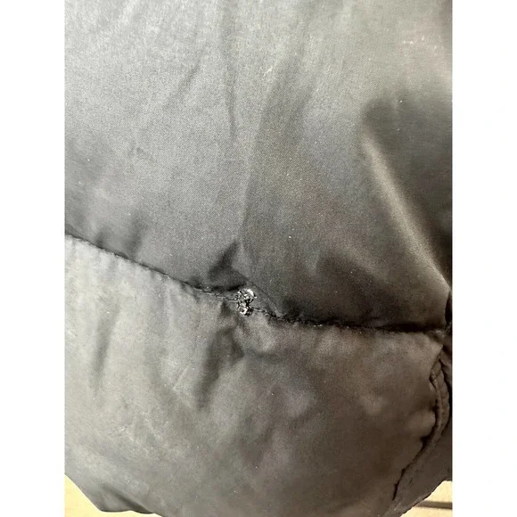 *Flawed Burberry Brit Down Puffer Jacket Coat Belted Hooded Quilted Black Size M - Picture 9 of 16